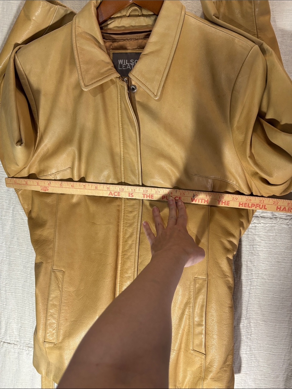 Vintage Wilson’s Leather Tan Zip Front Jacket Coat Quilted Liner Size Large - Picture 15 of 16